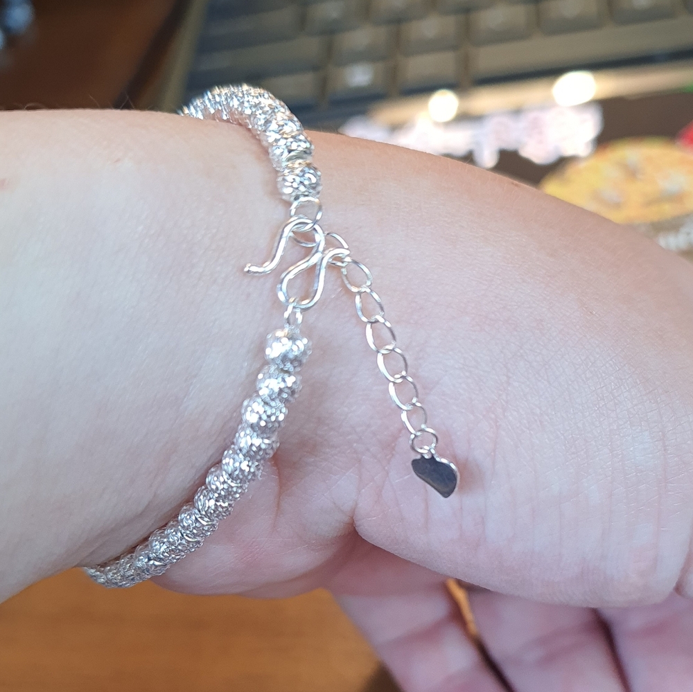 Solid 999 Sterling Silver Beaded Bracelet